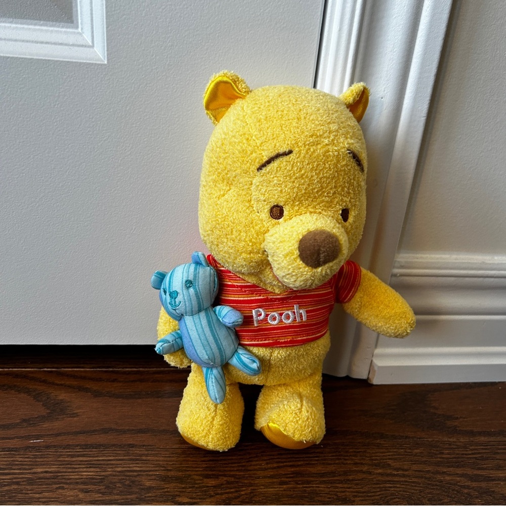 Disney Winnie the Pooh with Blue Bear 10 inch Stuffed Animal Rattle Inside